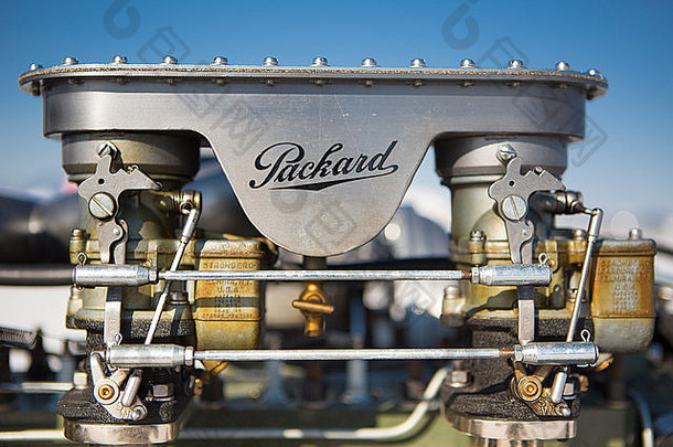 细节古董帕卡德车引擎世界速度关闭盐湖城市