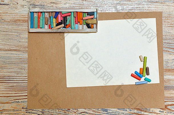 集柔和的铅笔盒子艺术集空白表纸空间文本发展有创意的认为