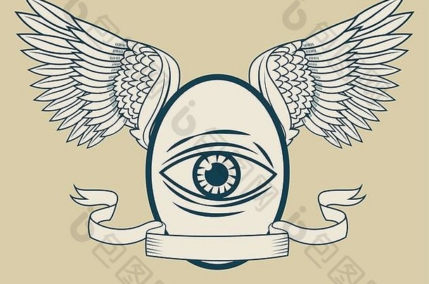 眼睛<strong>翅膀纹身</strong>艺术设计