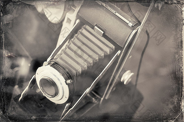 古董手风琴镜头自动可折叠相机晚些时候照片风格启发相机时代