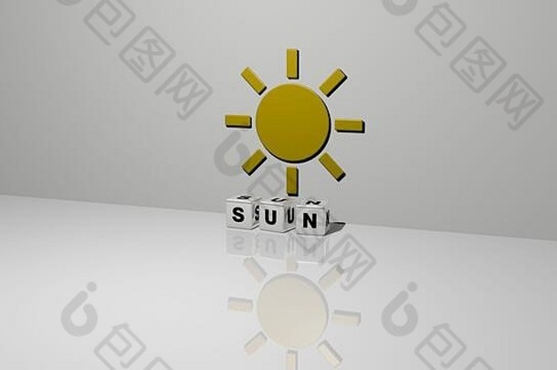 图形化的图像太阳垂直文本建金属立方信前的角度来看优秀的概念演讲幻灯片背景插图