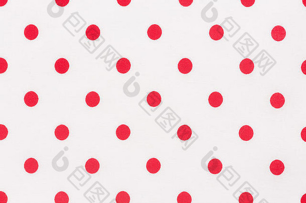 纺织织物波尔卡点背景白色红色的纹理