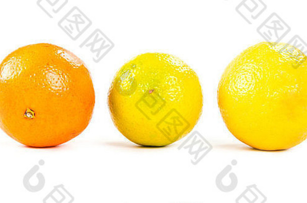 橘子柠檬石灰孤立的白色背景