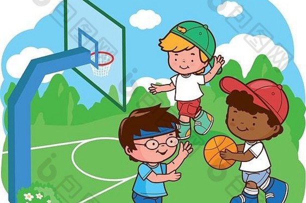 孩子们玩<strong>篮球</strong>