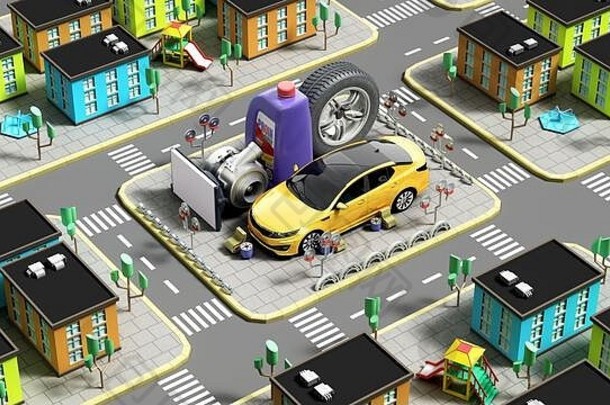 产品类别概念汽车货物形式季度颜色城市渲染图像