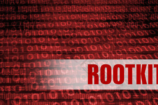 rootkit安全警告红色的二进制技术背景