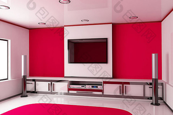 设计现代红色的房间