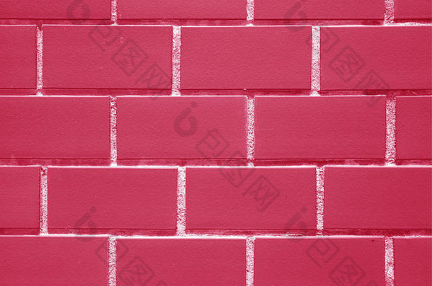 砖墙樱红色粉红色的白色颜色前面视图背景横幅纹理