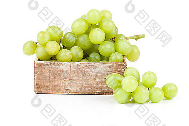 绿色葡萄木盒子孤立的白色背景