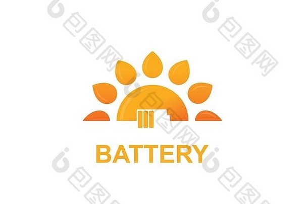 电池能源太阳标志
