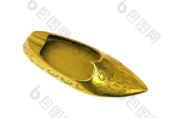 东方古董黄铜烟灰缸形式鞋