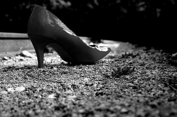 黑与白可爱的几何摘要艺术黑色的喜怒无常的有创意的高跟鞋high-heeledshoe鞋鞋子