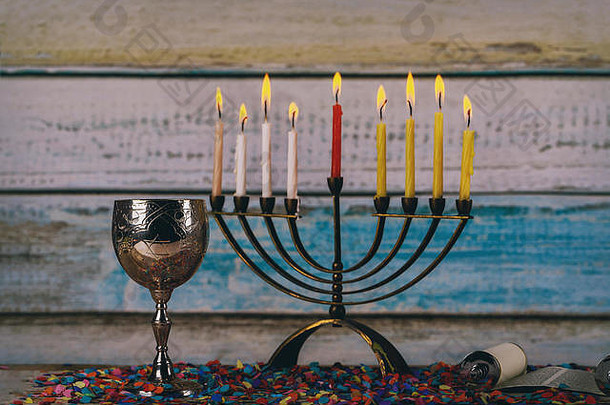 犹太人假期象征光明节犹太人节日灯