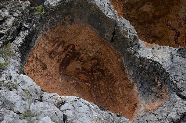 解放军petrarcosmacroschematic岩石绘画网站玛丽娜利坎特南部西班牙