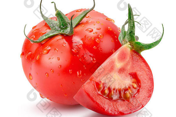 西红柿水滴孤立的白色背景