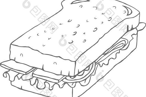 三明治大纲画伟大的餐厅菜单横幅