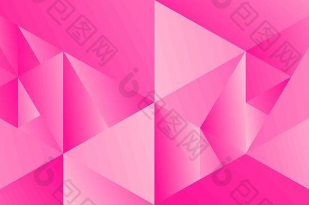粉红色的几何最小的多边形梯度三角形桌面背景