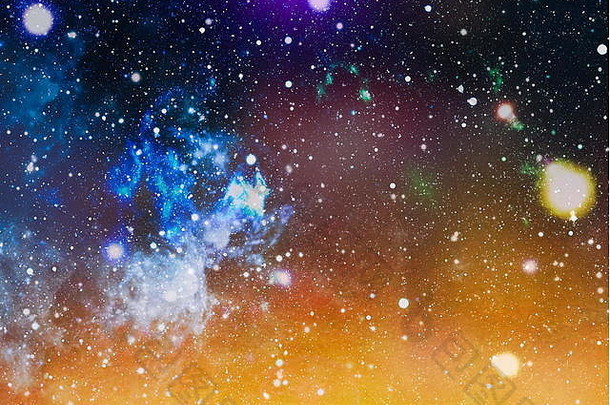 色彩斑斓的布满星星的晚上天空外空间<strong>背景</strong>