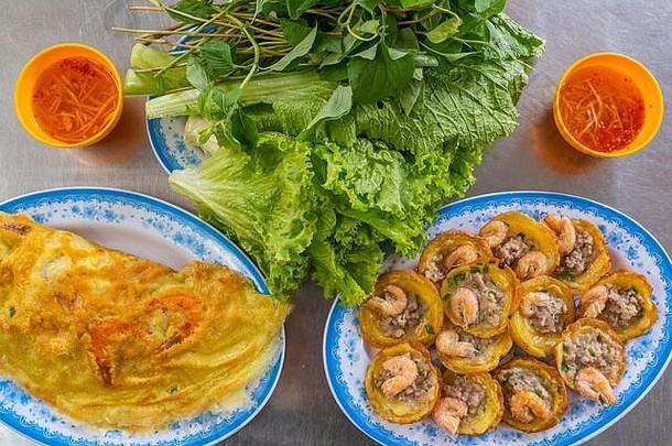 越南解雇了虾煎饼绉服务蔬菜
