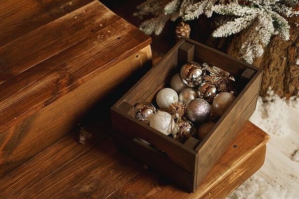 圣诞节装饰盒子木表格木盒子填满圣诞节装饰圣诞节