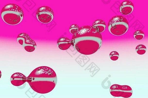 光滑的泡沫球明亮的彩色的粉红色的泡沫摘要背景