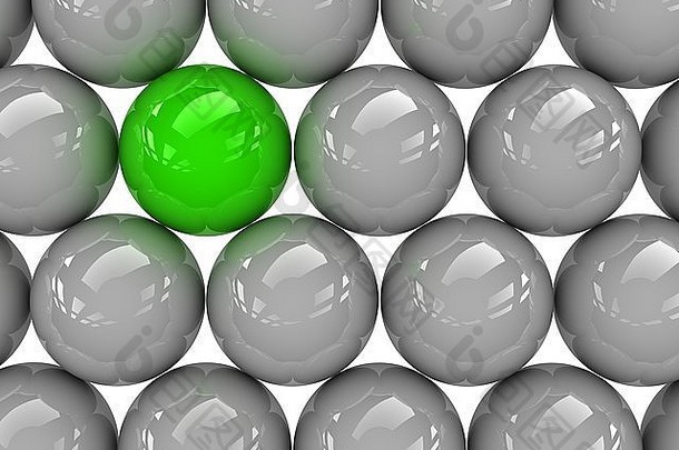 绿色球显著地集团灰色的球体