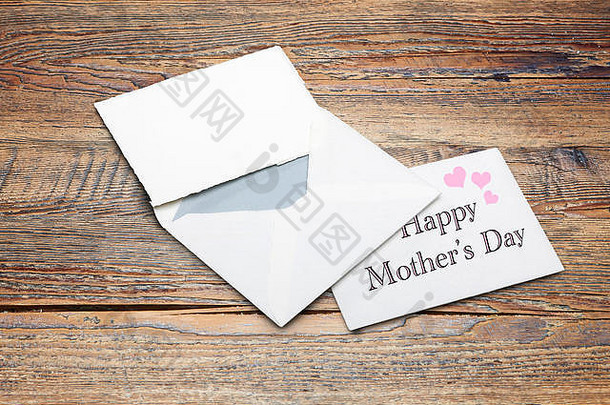 空白信信封快乐妈妈。一天文本木表格