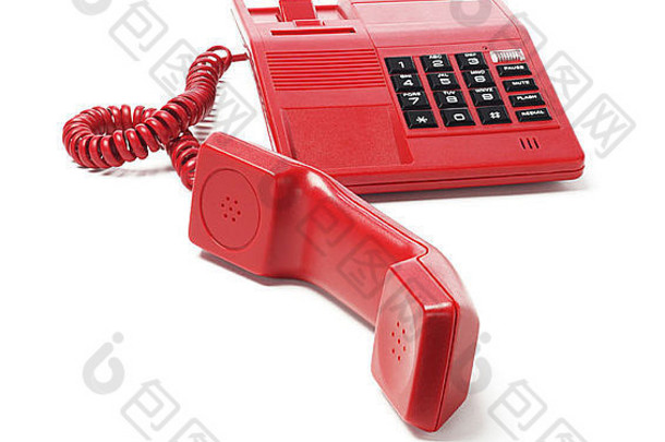 红色的电话白色背景