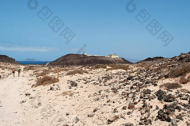 Fuerteventura沙漠景观小径高峰martiño灯塔活跃的灯塔金丝雀岛狼