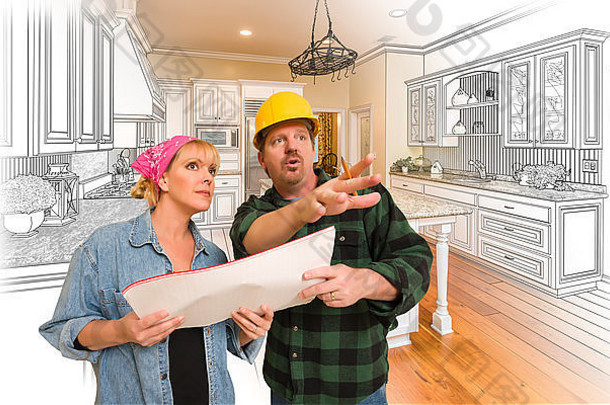 承包商会说话的客户自定义厨房画照片结合
