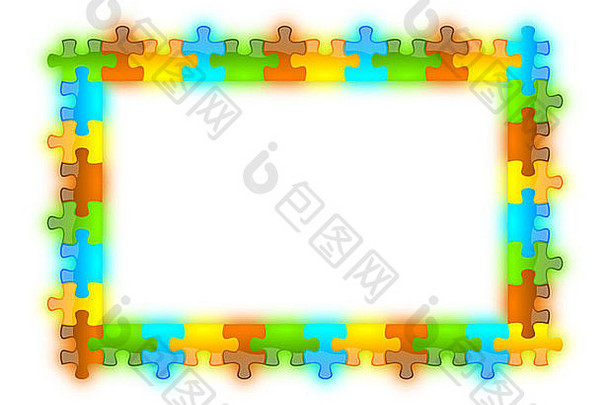 彩色和爵士拼图框架背景6 x 8格式