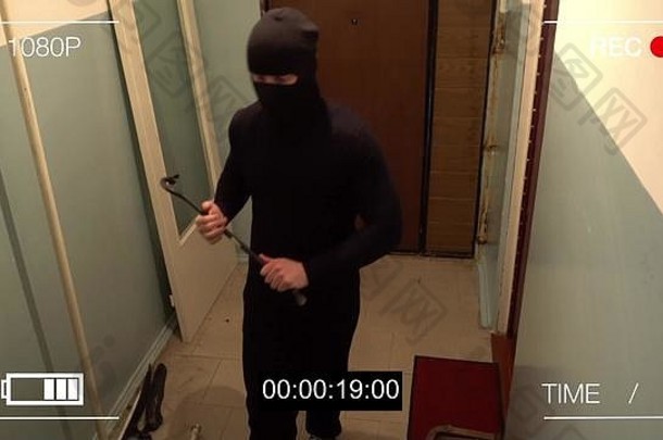 强盗面具撬棍手相机监测