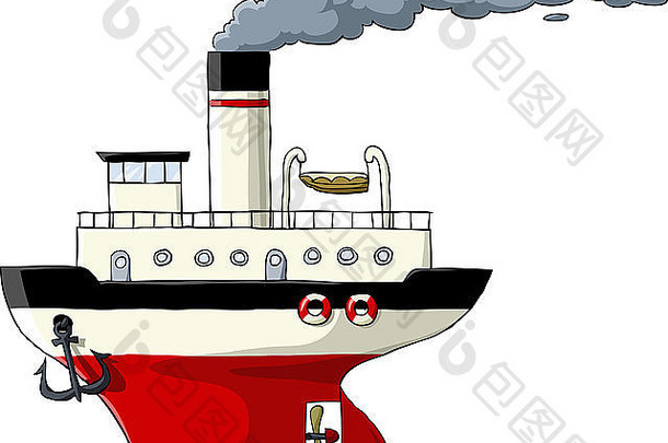 轮船白色背景插图