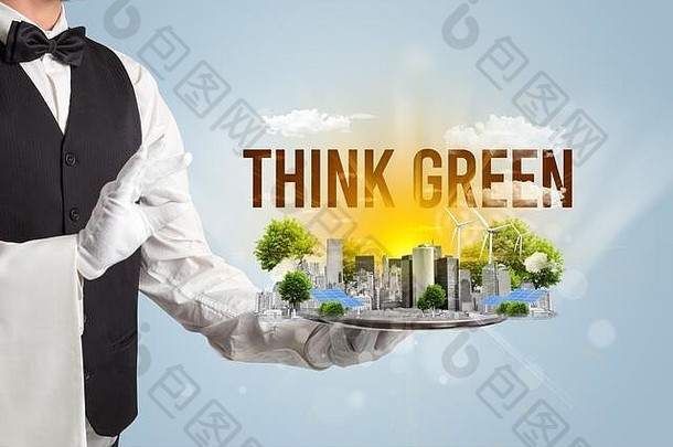 服务员服务生态城市绿色登记renewabke能源概念