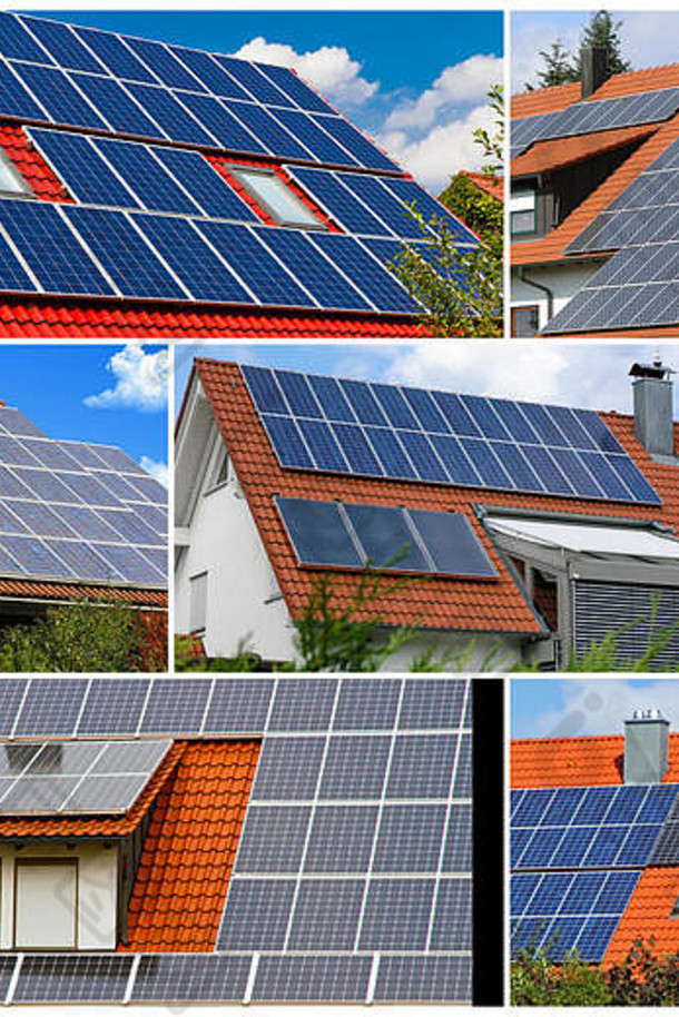 太阳能板屋顶-图片拼贴