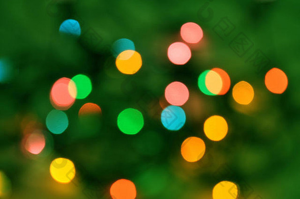 圣诞节背景发光的节日彩色的光圈创建相机镜头散景圣诞节仙女灯散焦给模糊