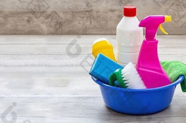 清洁产品地板上首页室内背景化学洗涤剂<strong>瓶</strong>蓝色的碗国内家庭业务卫生清洁