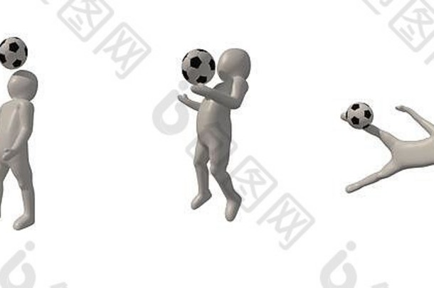 插画家足球运动员象征白色背景呈现玩足球包括选择路径