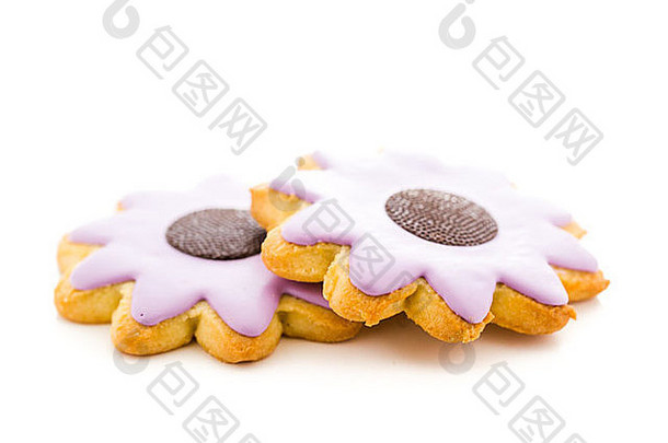 复活节糖饼干形状花巧克力糖衣