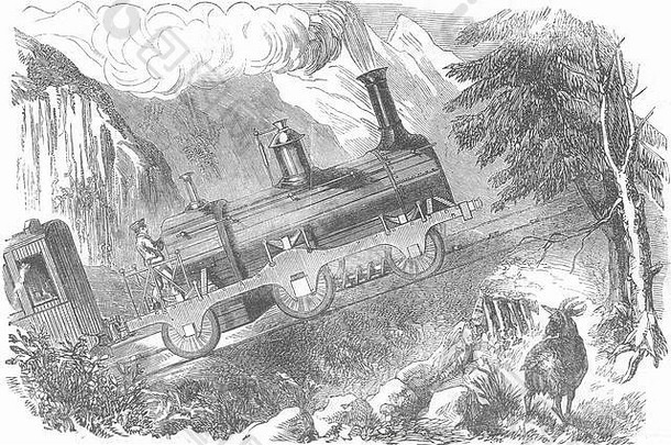 格拉西铁路公司的陡坡机车1857年。图文并茂的伦敦新闻