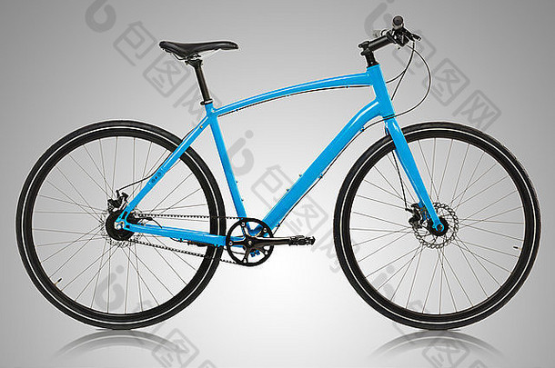 蓝色的自行车灰色的背景