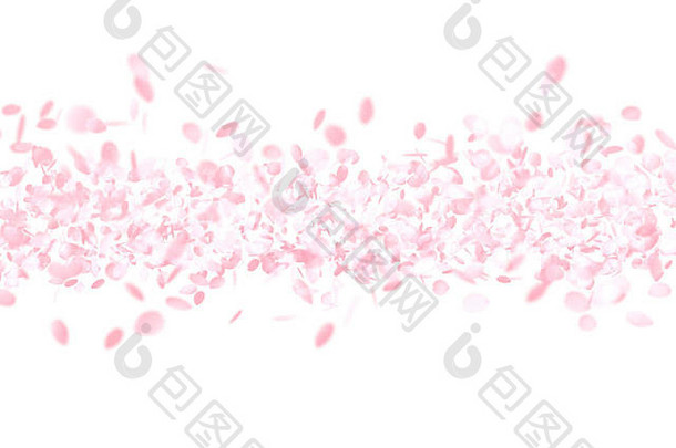 空气中的粉红色花瓣，<strong>樱花</strong>