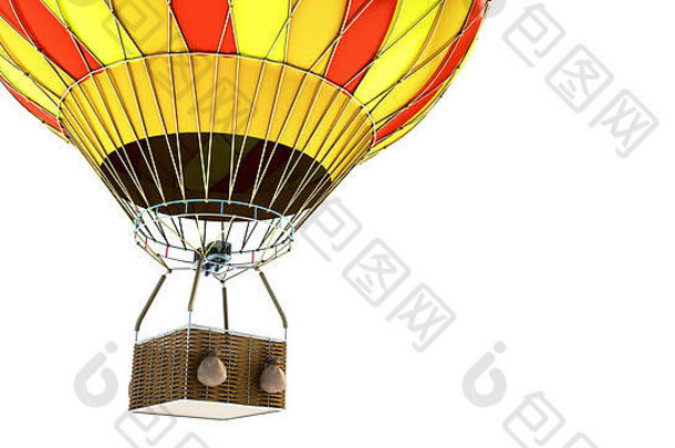 白色背景上的热空气彩色气球3d渲染