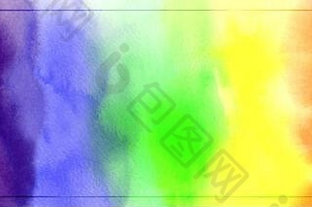 抽象彩色彩虹水彩为背景。作为标题、封面或横幅装饰设计元素的着色艺术载体
