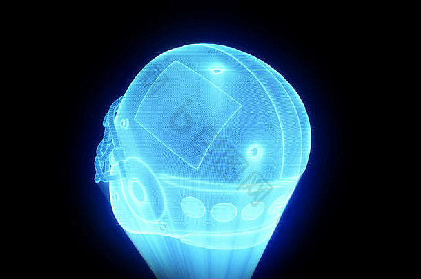 全息线框式足球头盔。漂亮的3D渲染