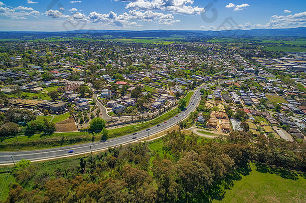 空中视图maroondah高速公路城市区域墨尔本澳大利亚