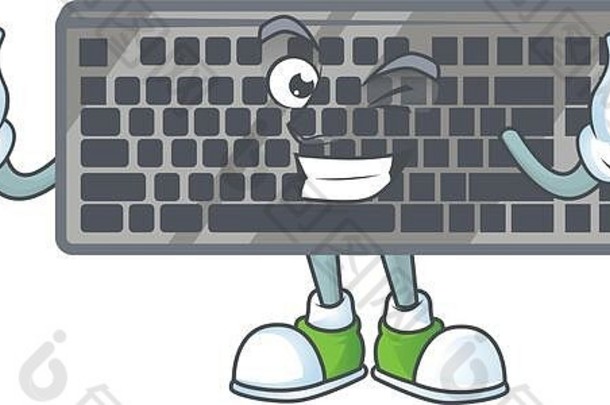 滑稽的脸黑色的键盘吉祥物设计眨眼眼睛