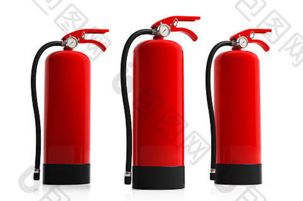 火安全红色的火灭火器孤立的白色背景插图