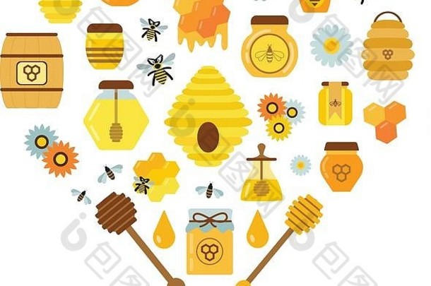 有机蜂蜜产品图标集