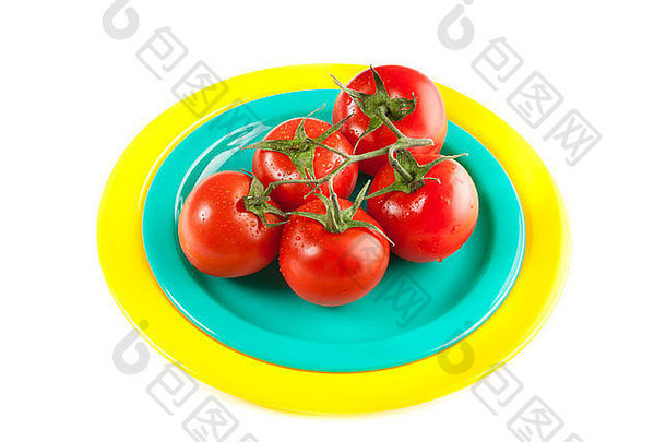板红色的西红柿孤立的白色